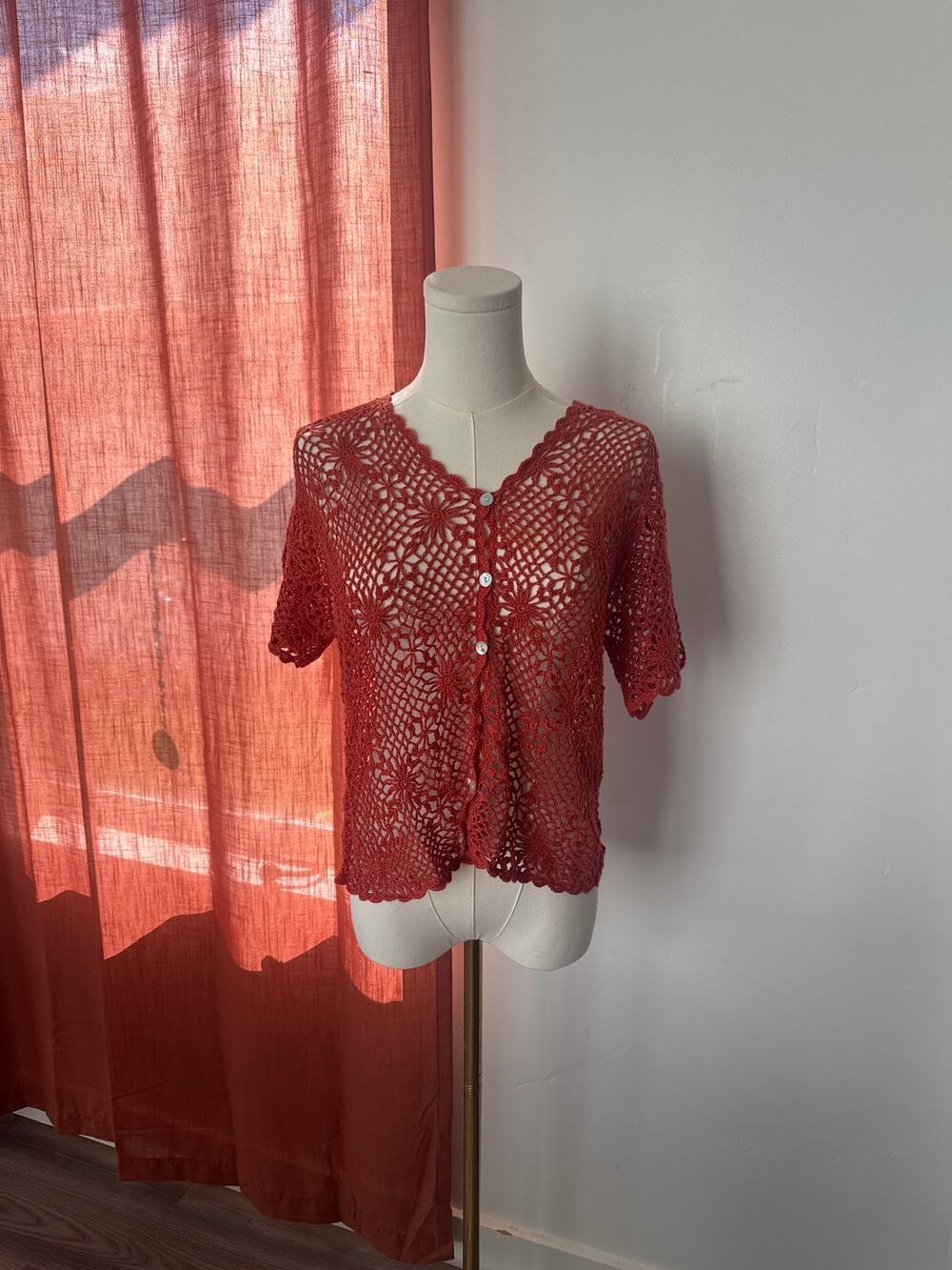 T & Company Crochet Cardigan Sweater Cottagecore Boho Bohemian